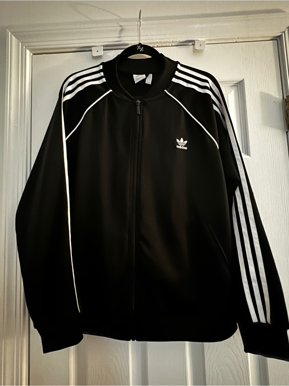 adidas Black Track Jacket with White 3-Stripes and pants Size XL